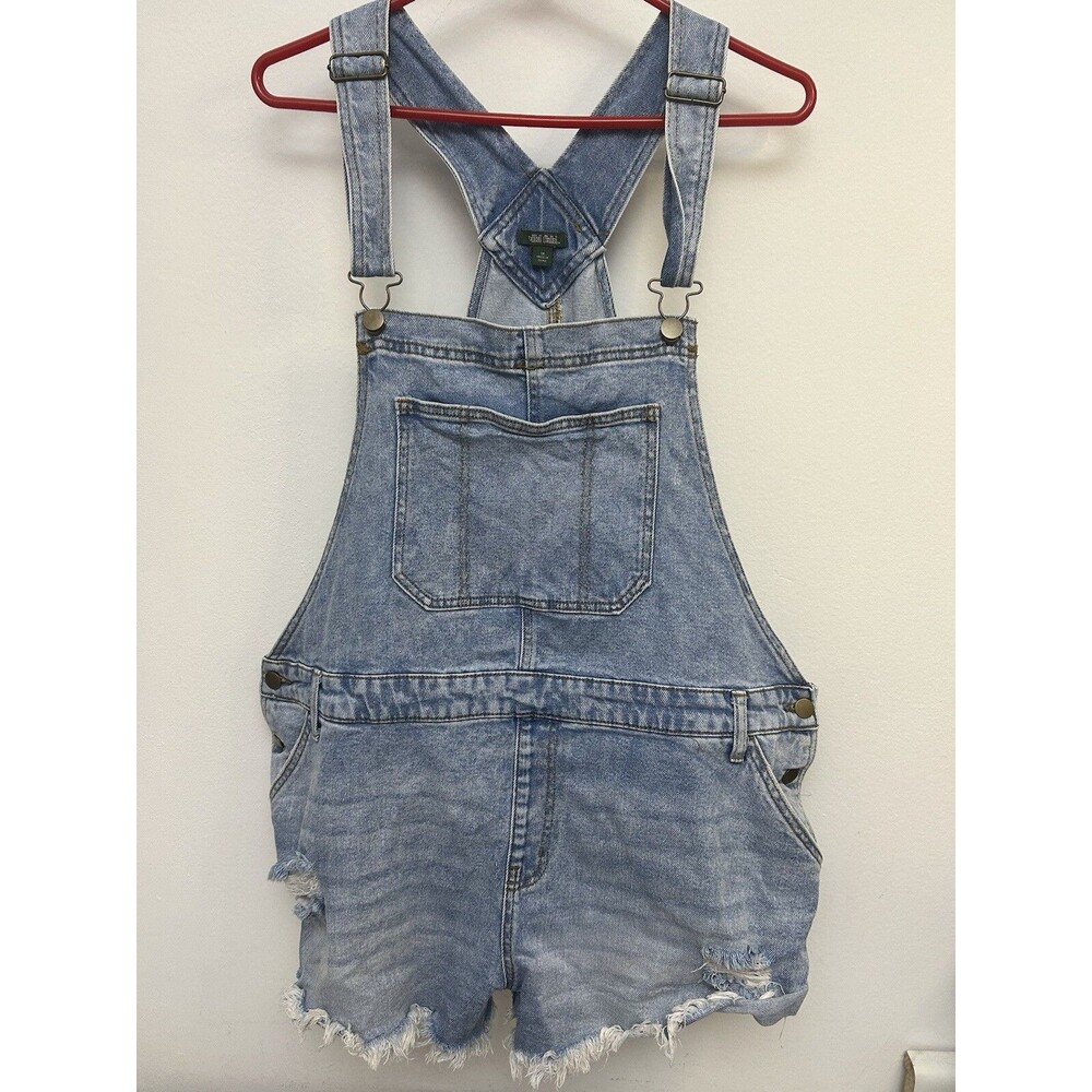 Wild Fable Denim Jeans Overall Shorts, Medium Wash, Pocketed, Womens Size XL